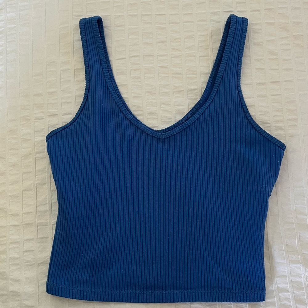 Hollister Blue Ribbed Crop Tank Top